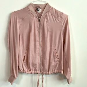 Beautiful Blush Pink Versatile Wear Drawstring Bottom Satin Jacket Size 10